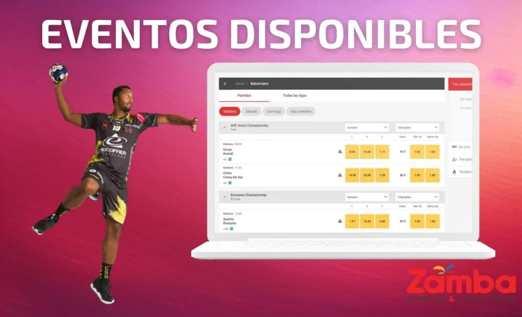 Zamba Colombia balonmano eventos disponibles para apostar