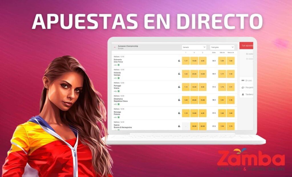 Zamba Colombia Cómo hacer apuestas en directo